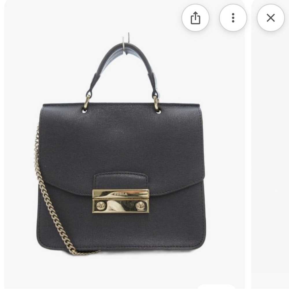 FURLA JULIA M TOP HANDLE 2WAY Chain Shoulder Bag Handbag Leather Leather